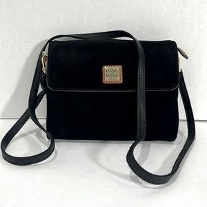 Dooney and Burke Black Suede Double Compartment Crossbody